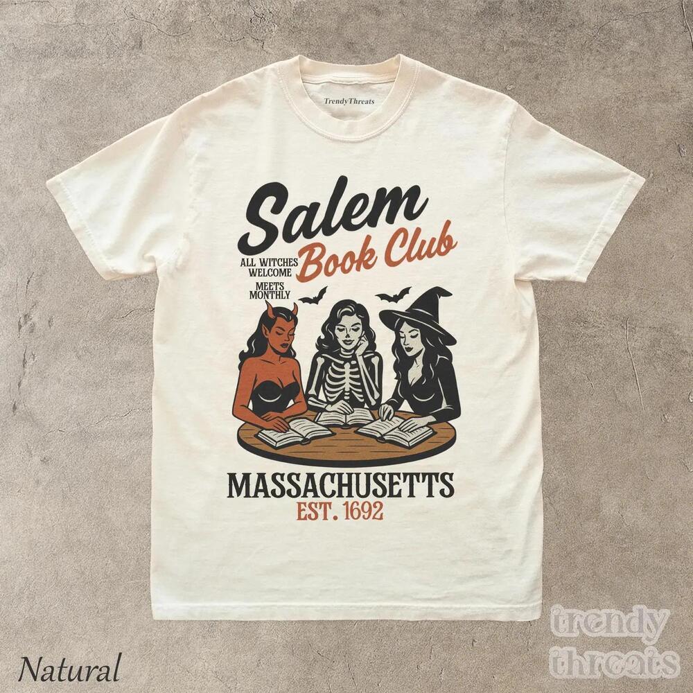 Witchy Book Club Halloween Shirt, Spooky Girl Reading Shirt, Retro Graphic